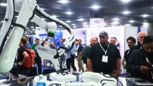 RoboTape head on Fanuc CRX-10 cobot at Automate Show 2025